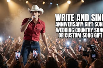 write and sing anniversary gift song, wedding country song or custom song gift