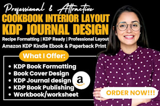 design a premium cookbook with recipe layout professional interior kdp journal