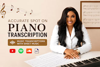 do accurate spot on piano transcription, music transcriptions with sheet music