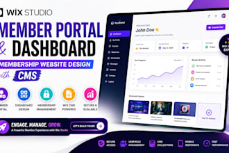 build wix studio member portal dashboard membership website design with cms