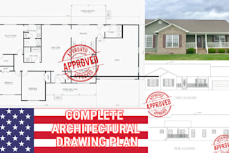 draw complete architectural permit plans for tx fl ca nc az city permits