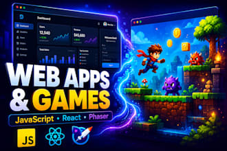 develop a web application and game with javascript, react, phaser