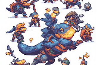 pixel art creations, animations and character design
