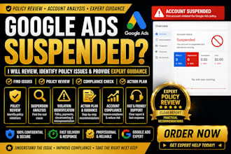 review your google ads suspension and merchant  center business profile issues