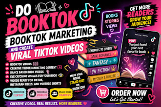 do booktok promotion, booktok marketing, and create viral tiktok videos