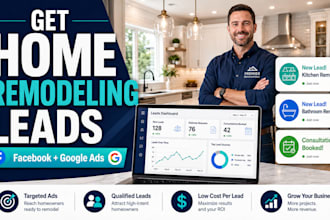 generate home remodeling leads with facebook ads google ads and landing page
