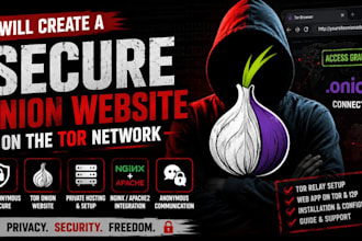 design tor onion website, set up tor relay, connect website to tor, and i2p