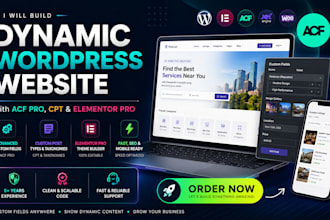 build a dynamic wordpress website with acf pro, acf, cpt and elementor pro