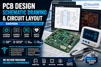 do pcb design, schematic drawing nd circuit layout in easyeda for medical device