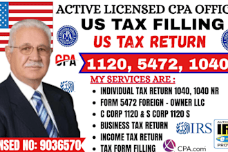 do US tax filling US tax returns business tax llc 1120, 5472, 1040, cpa audits