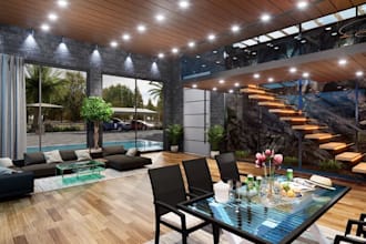 sketchup 3d interior model, modern luxury villa cgi visual,loft apartment design