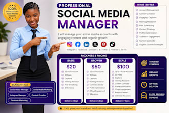 manage your social media accounts with engaging content and organic growth