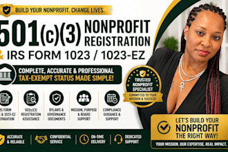 prepare 501c3 nonprofit registration and irs form 1023 application