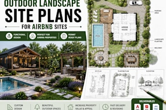 draft architectural outdoor landscape site plans for airbnb sites