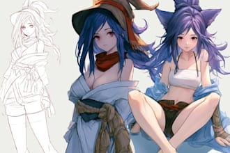 draw beautiful sfw or nsfw anime art illustration