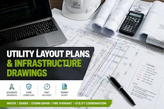 prepare utility layout plans, water, sewer and civil infrastructure drawings
