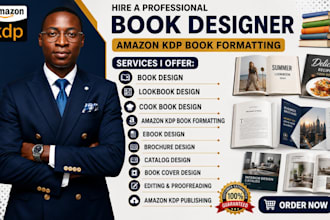 do amazon kdp, book formatting, typesetting book cover, brochure, catalog design