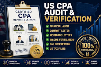 audit financial US CPA, comfort letter, income verification, mortage letter