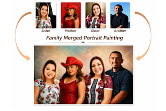 combine 3 or 5 multiple image into 1 photo, put everything together