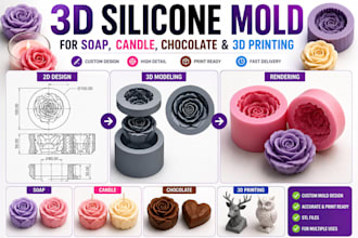 design custom 3d printable mold files for silicone, resin, soap and candle