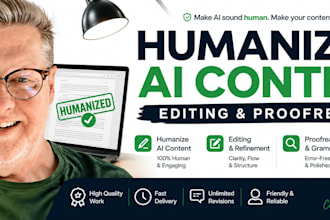 humanize ai content, edit an proofread essays, theses, research papers