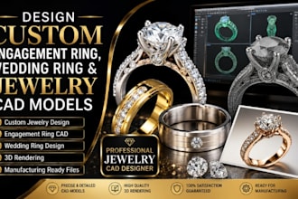 design custom engagement ring, wedding ring and jewelry cad models