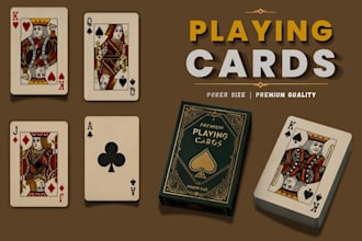 design card game printable playing cards custom 54 card deck card box mockup