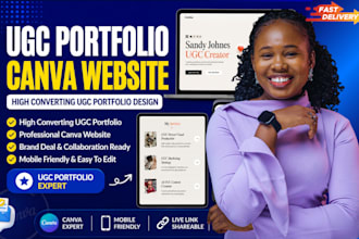 design a ugc creator portfolio website in canva,  ugc portfolio design