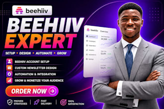 setup beehiiv newsletter, beehiiv landing page and kit automation