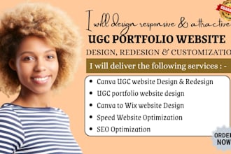 design ugc portfolio website canva website design ugc website canva landing page