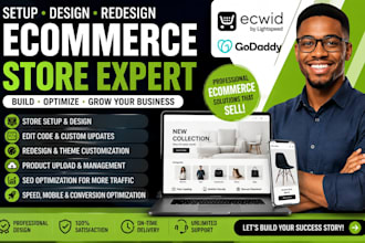 setup design edit code update redesign upload SEO products on ecwid godaddy
