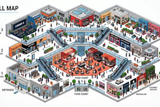 l design a shopping mall or hospital wayfinding map