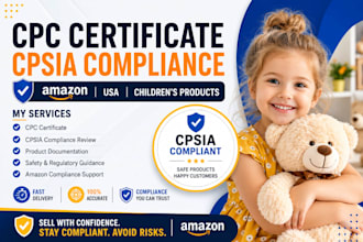 provide cpsia compliant CPC certificate for amazon product approval