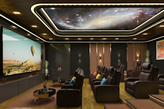 do 3d cinema studio design, home cinema , movie theatre layout, mini theatre