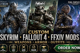 create weapons, helmet, armor for skyrim se mods or fallout nv, ffxiv mod