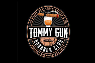 design tommy gun bourbon club logo