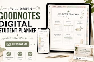 design a hyperlinked goodnotes digital student planner for ipad and etsy