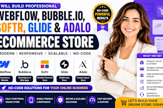 build italian webflow, bubble io, softr, glide and adalo ecommerce store