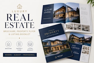 design a luxury real estate brochure,  property flyer and listing booklet