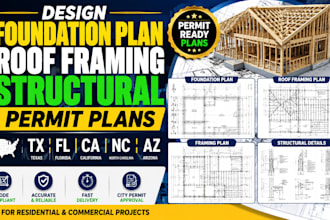 design foundation plan roof framing structural permit plans for tx fl ca nc az