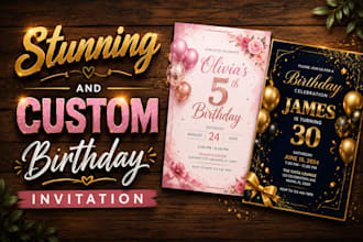 disign custom editable canva birthday invitation template