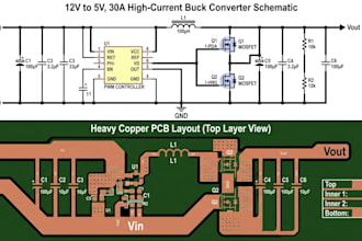 design heavy copper power pcb schematic and layout for high current implementing