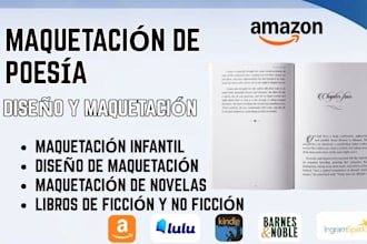 diseno, maqueto poemario, cuento infantil, ebook ficcion, subo a amazon kdp