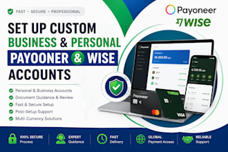 set up custom business and persona payooner and wise account
