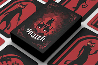 design custom card game, board game cards, card frames, and game box