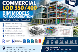create tx ca fl ny az commercial lod 350 400 bim models for coordination