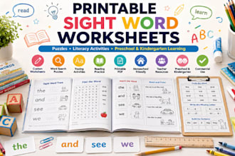 create printable sight word puzzles and worksheets for preschool kindergarten