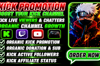promote your kick channel through organic live viewers and chatters
