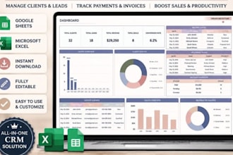 design custom CRM excel spreadsheet budget tracker invoice googlesheet template