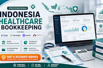 do bookkeeping for indonesia healthcare using kledo, acosys, sleekr